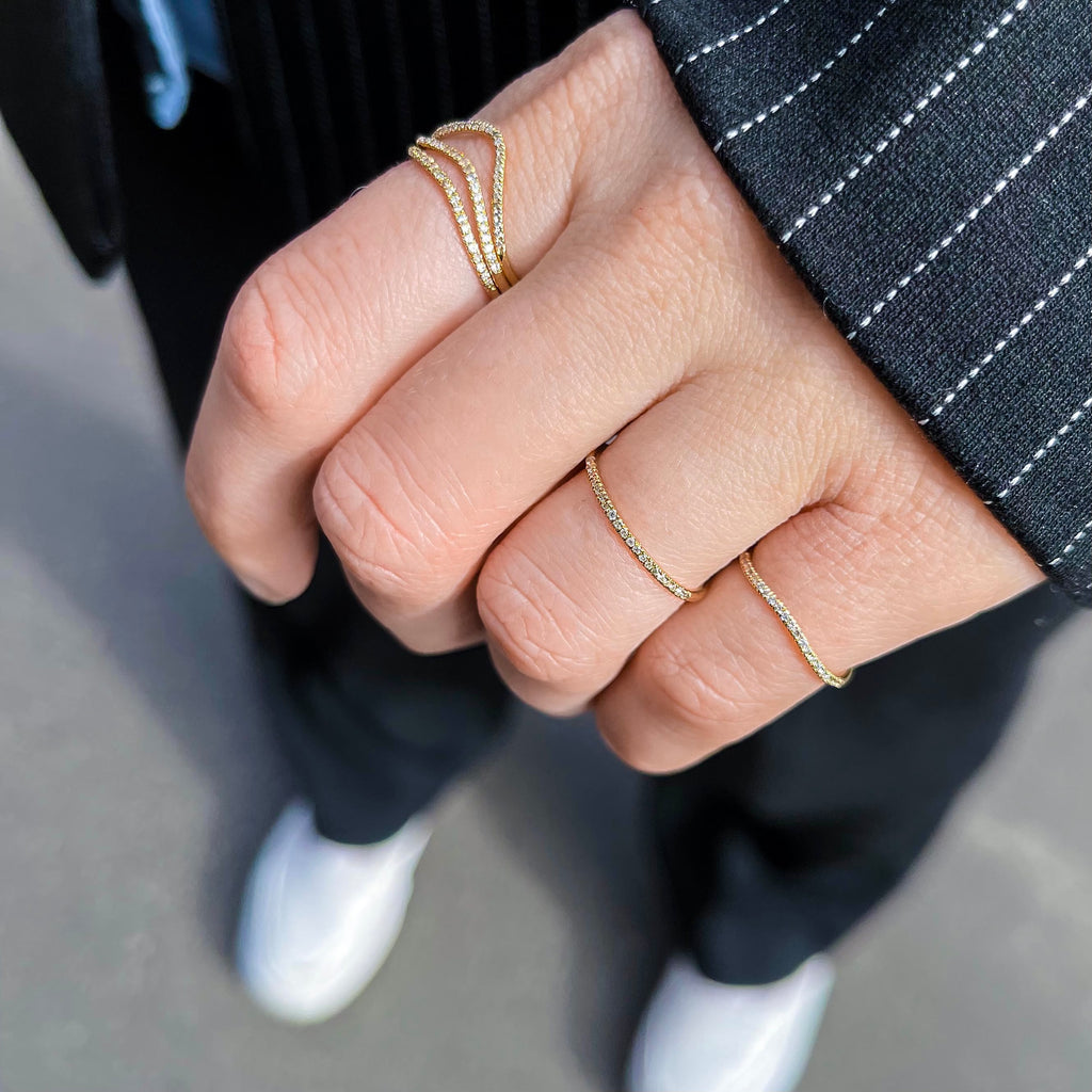 MARIN, Surf diamond ring, Gold/White