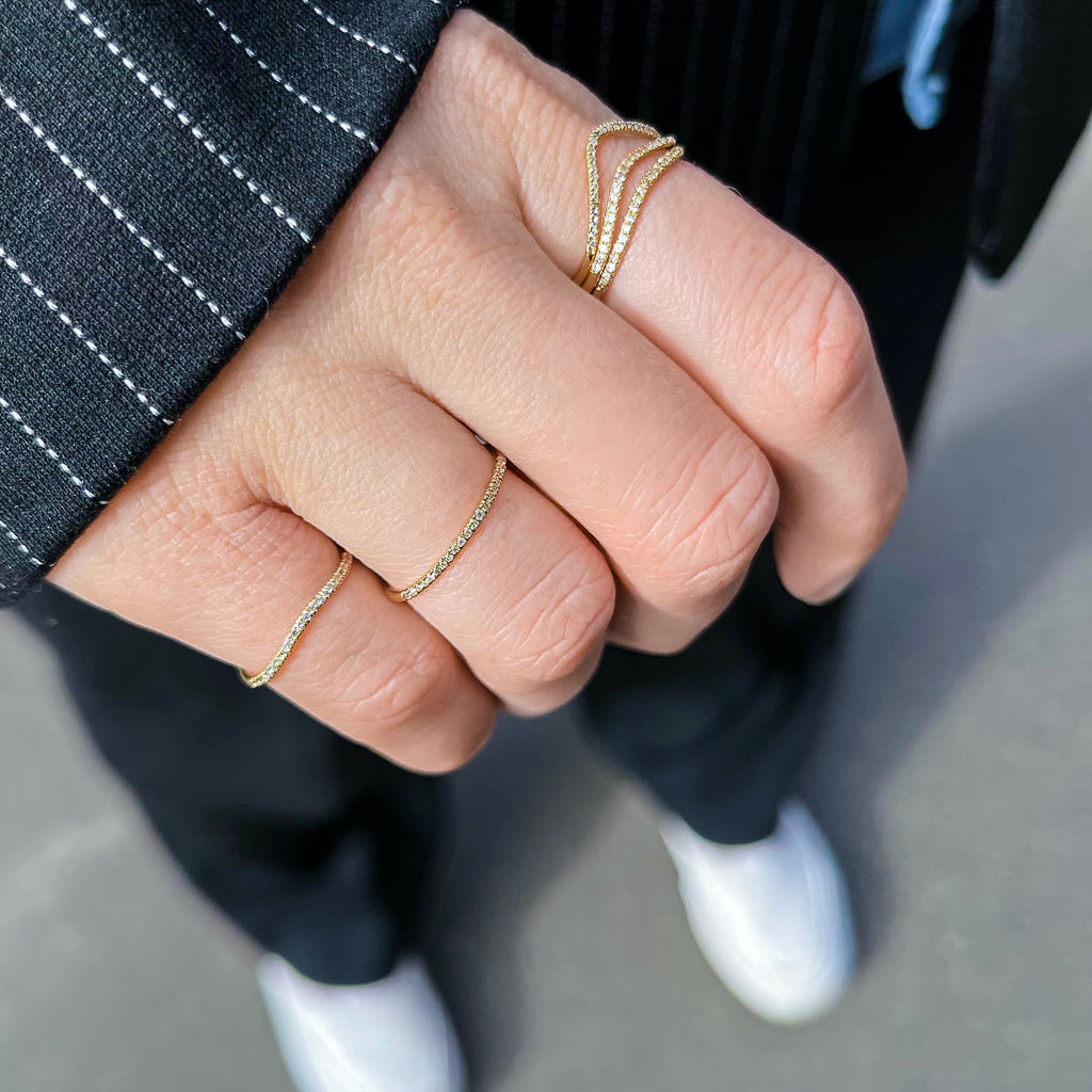 MARIN, Wave diamond ring, Gold/White