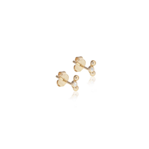 SEATTLE, Rain Curve Mini Studs, Gold/Diamond