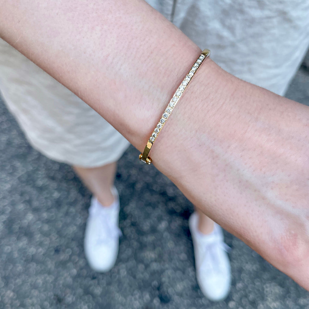 DIAMONDS, 1/4-Line Large Diamonds-Bangle, gold/white