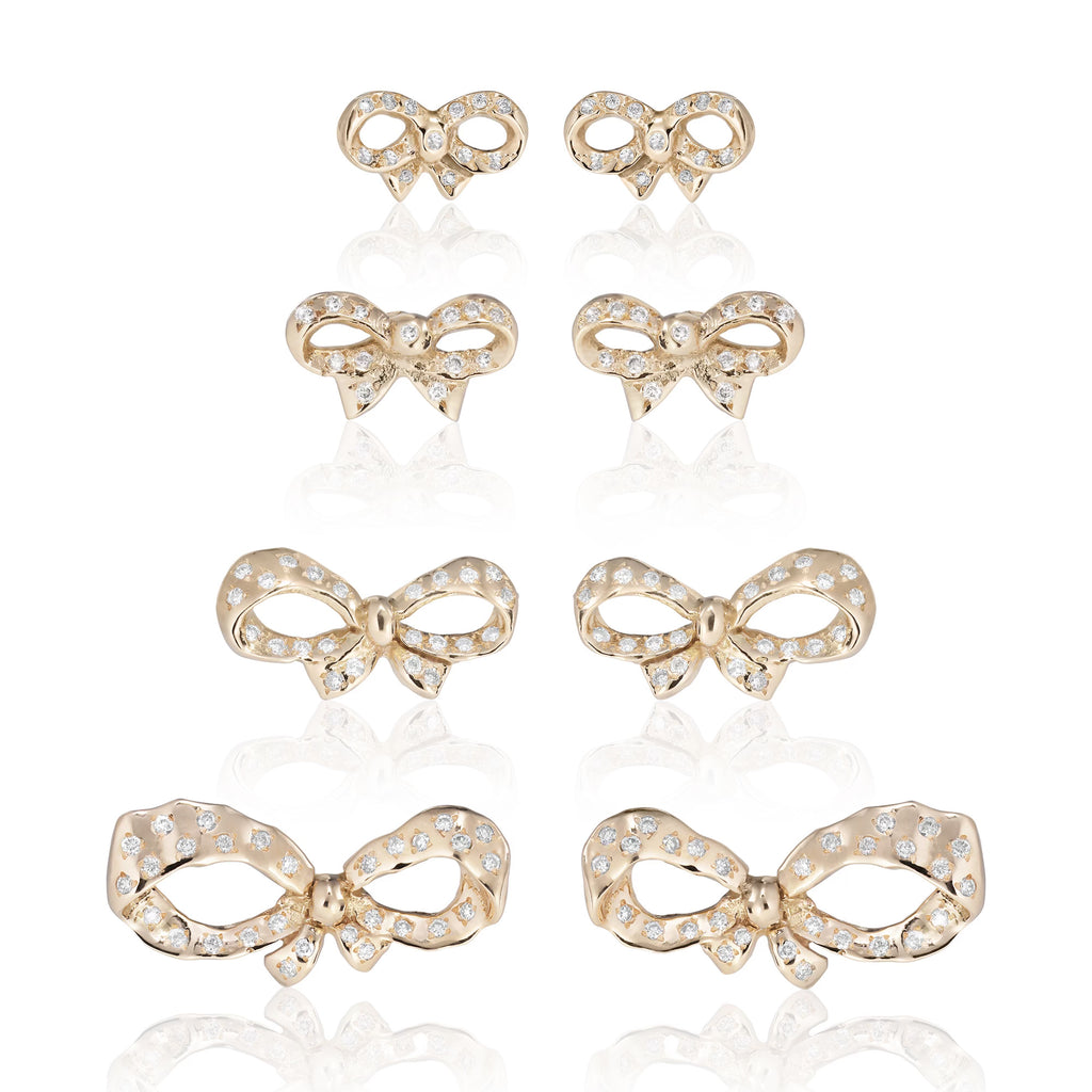 FLORENCE, Michelangelo Large Bow Studs, Gold/Diamonds