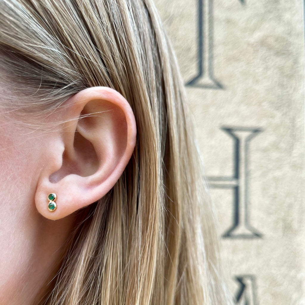 SEATTLE, Pacific Duo Studs, Gold/Emerald