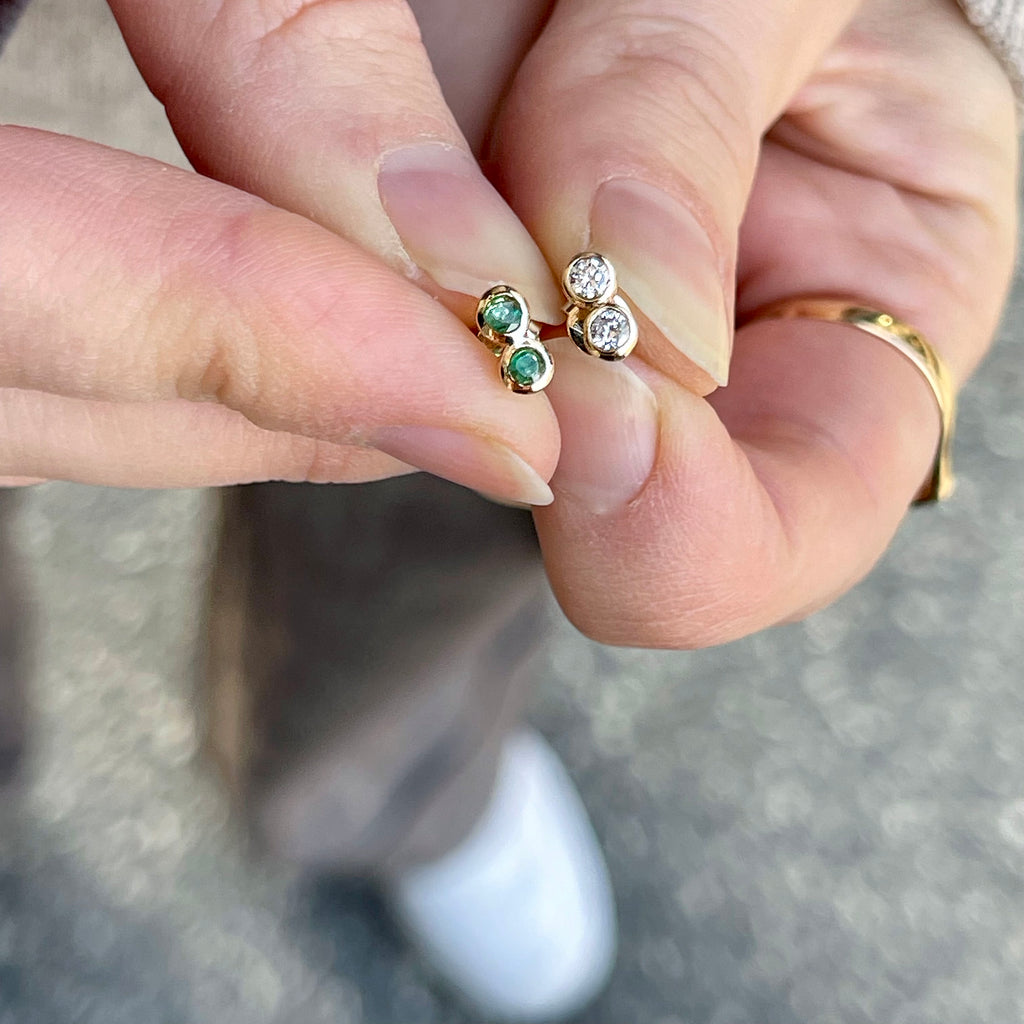 SEATTLE, Pacific Duo Studs, Gold/Emerald