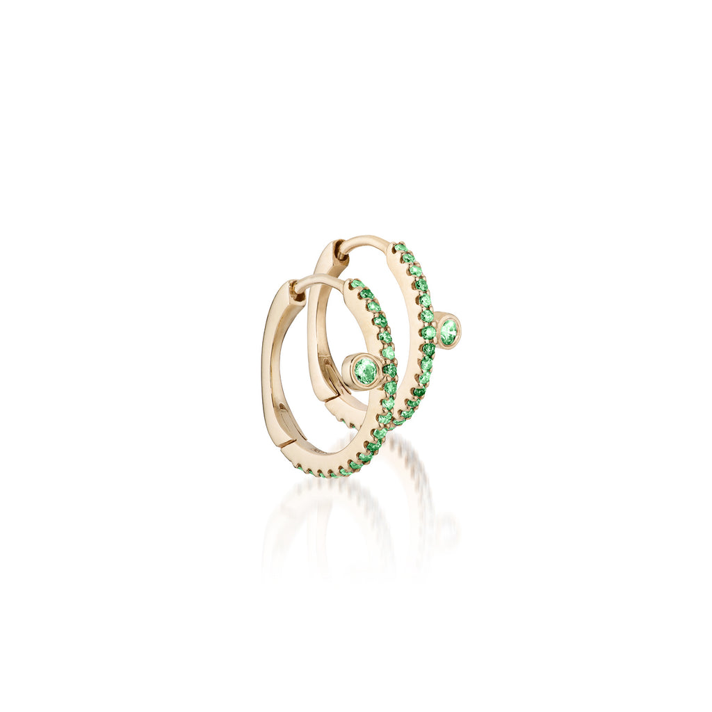 OLYMPIA, Eirene Bezel-side huggies, 0,29ct 14mm, Gold/Emerald