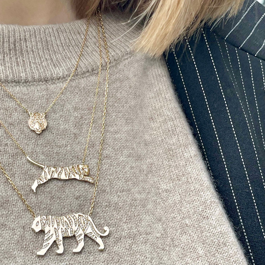 I-AM-A-TIGER,  Jump Necklace, Gold/Diamonds
