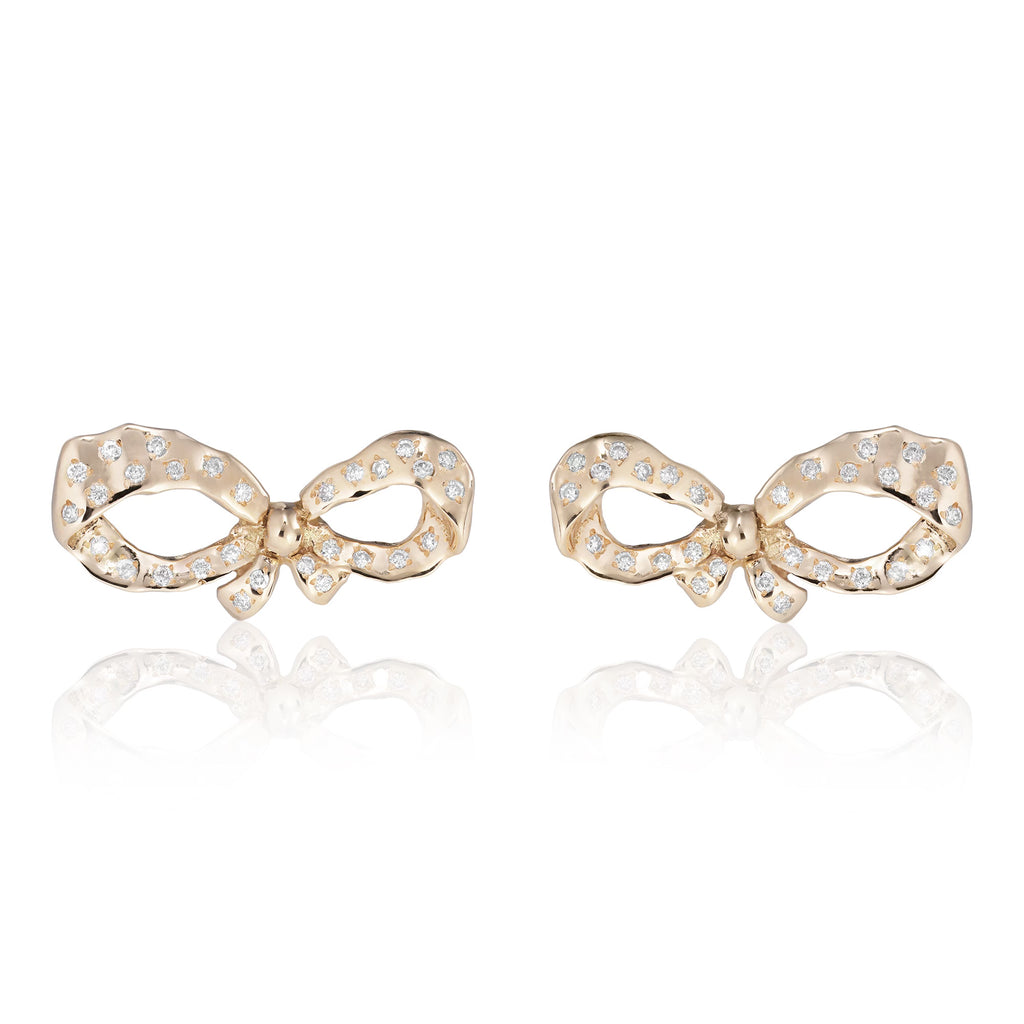 FLORENCE, Michelangelo Large Bow Studs, Gold/Diamonds