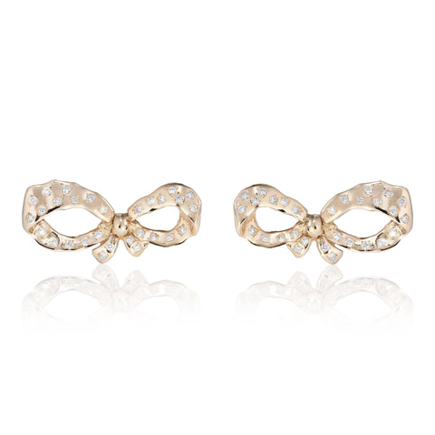 FLORENCE, Michelangelo Large Bow Studs, Gold/Diamonds