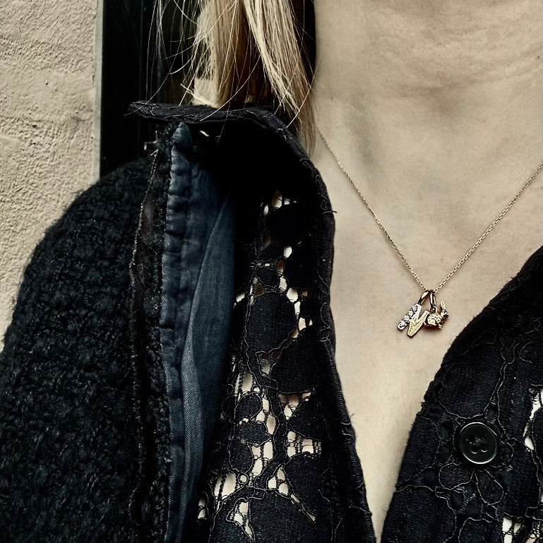 LETTERS, N Diamond Pendant 0,10ct, Gold/Diamonds