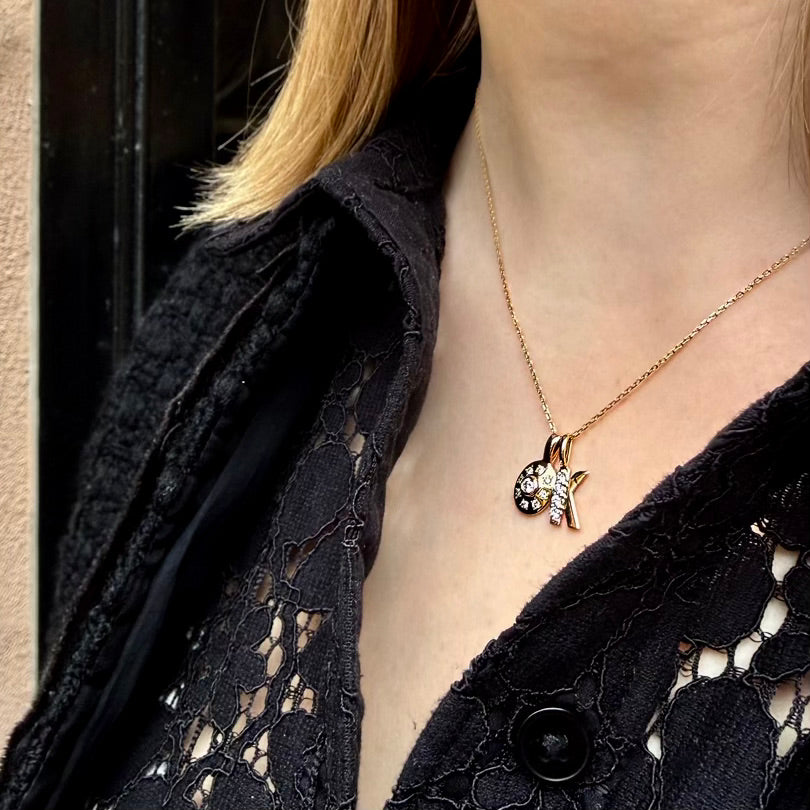 LETTERS, K Diamond Pendant 0,10ct, Gold/Diamonds