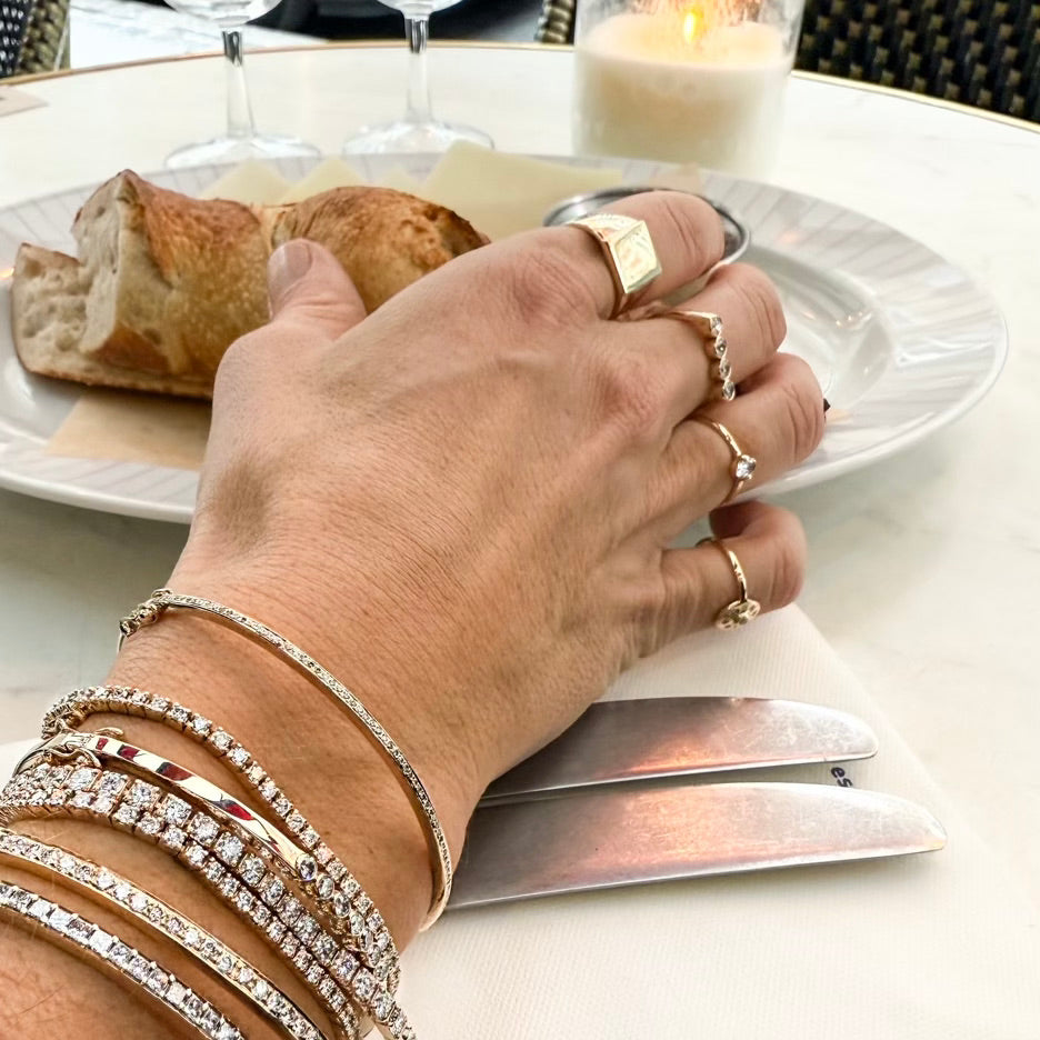 BANGLES, 7-Bezels-Bangle 0,65ct, gold/diamonds