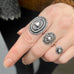 MODERN VINTAGE, Victorian Ellipse Ring, Silver/Gray