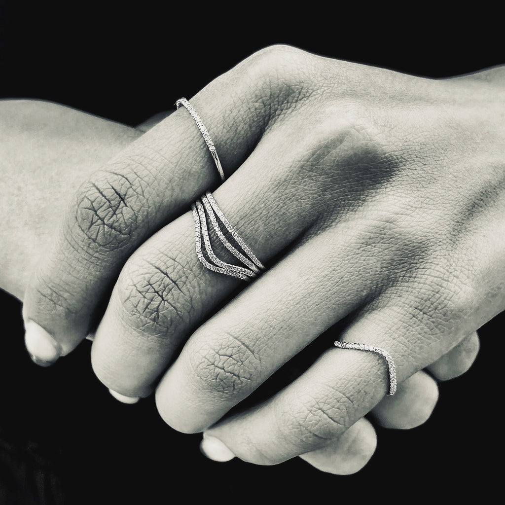 MARIN, Surf diamond ring, Gold/White