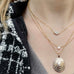 NEW VINTAGE, Large Oval Pendant Necklace, Gold/White