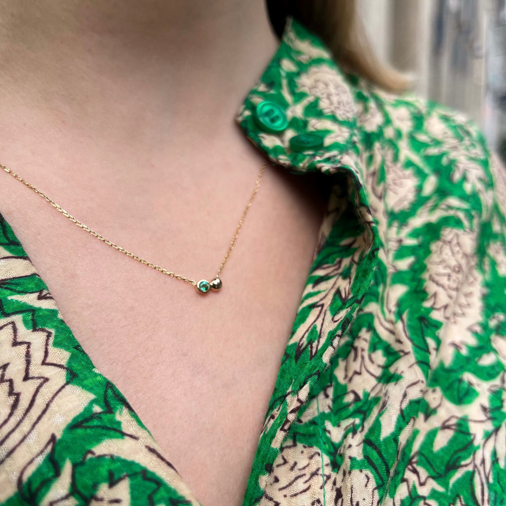 SEATTLE, Tech Duo Necklace, Gold/Emerald