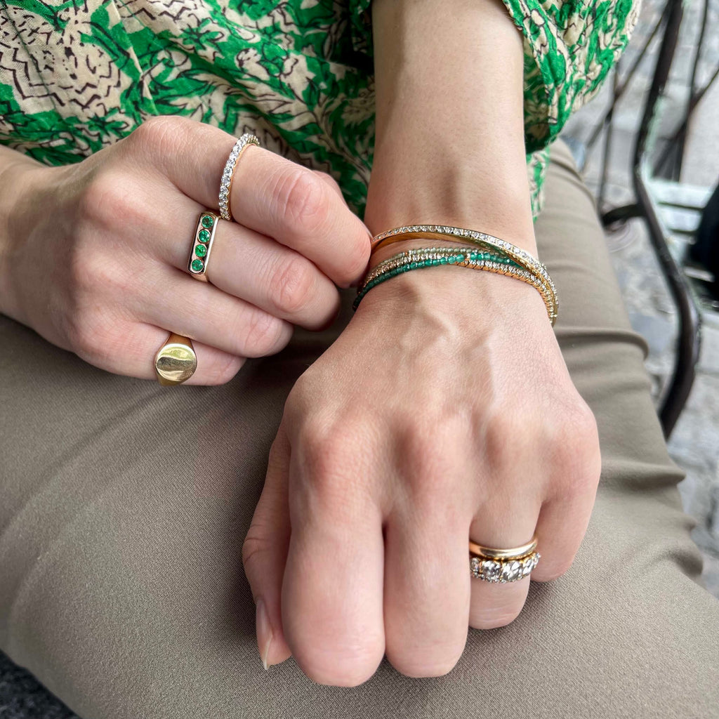 AMSTERDAM, Eyck Signet Ring, Gold/Emerald