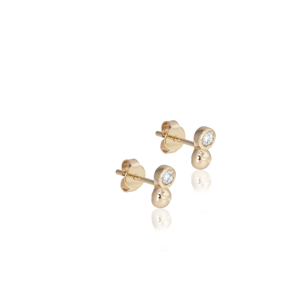 SEATTLE, Tech Duo Studs, Gold/Diamond