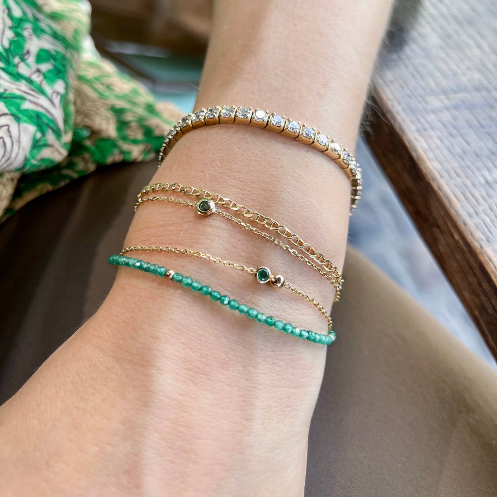 RIO, Motion Large Bracelet, Gold/Emerald