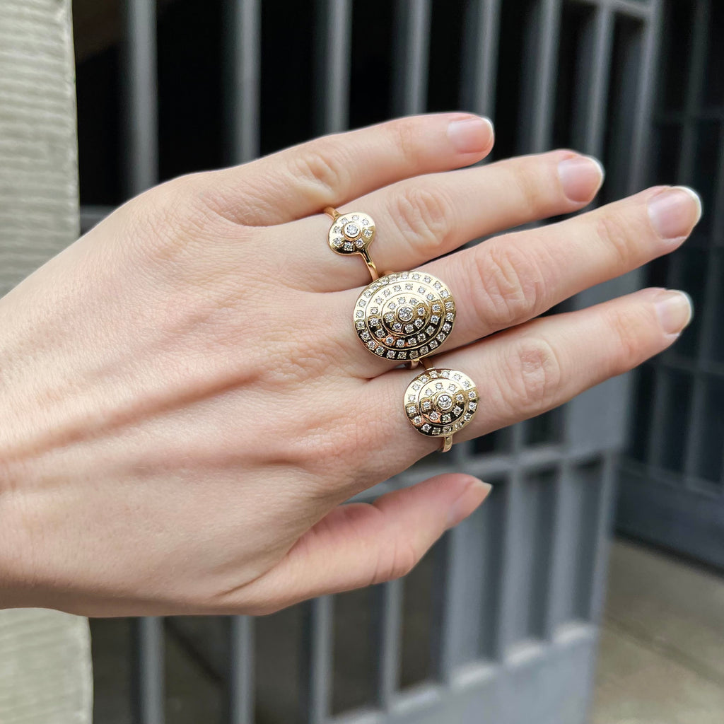 NEW VINTAGE, Classic small ring, Gold/White