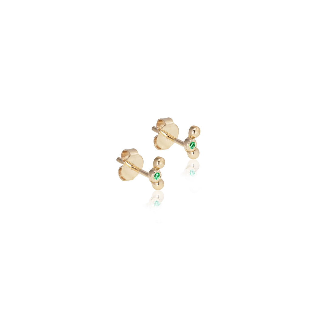 SEATTLE, Rain Curve Mini Studs, Gold/Emerald