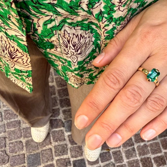 ZAMBEZI, Ndola 1,60ct Large Ring, Gold/Emerald