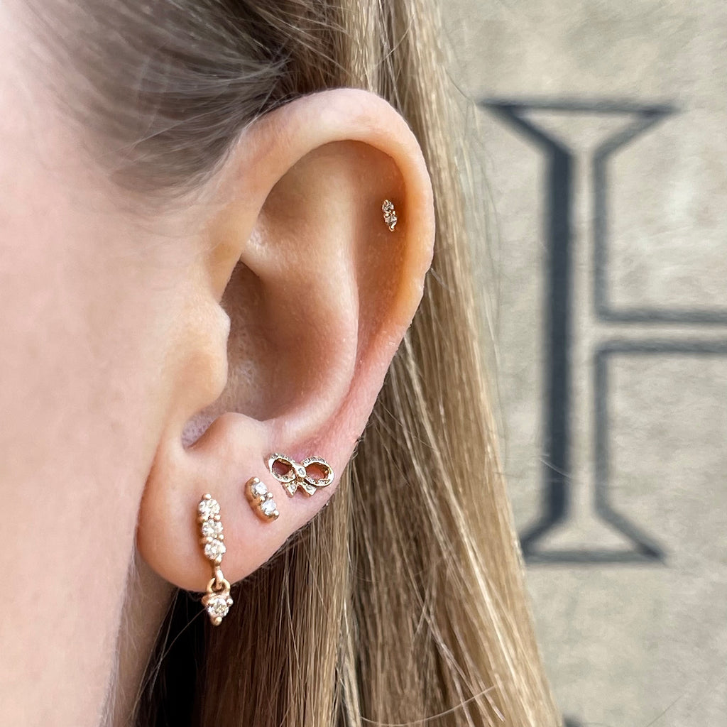 OLYMPIA, Helios PIERCING Stud, Gold/White