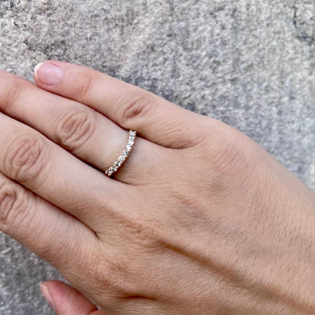 Aligned, 1/3 - 2mm, Curve Ring, Gold/White