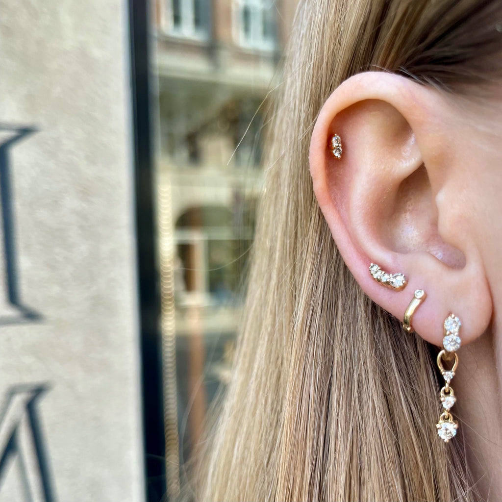 OLYMPIA, Hekate mini PIERCING Stud, Gold/White