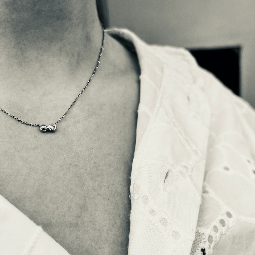 SEATTLE, Tech Duo Necklace, Gold/Diamond