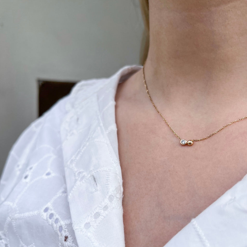 SEATTLE, Tech Duo Necklace, Gold/Diamond