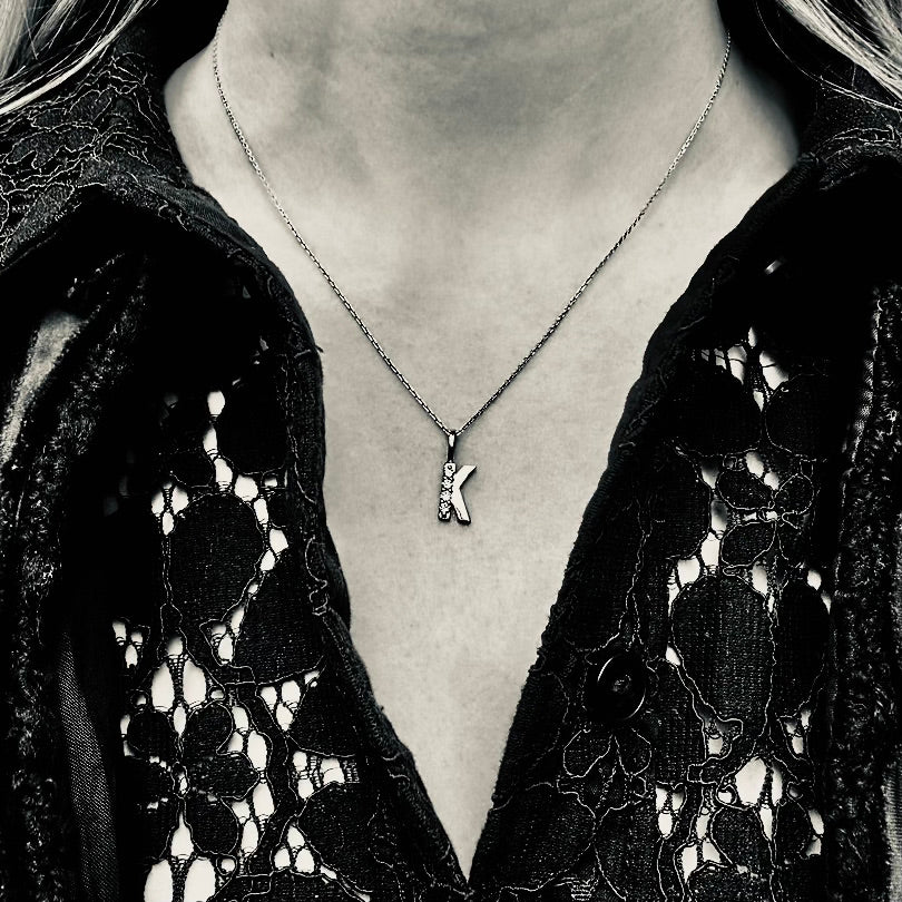 LETTERS, K Diamond Pendant 0,10ct, Gold/Diamonds