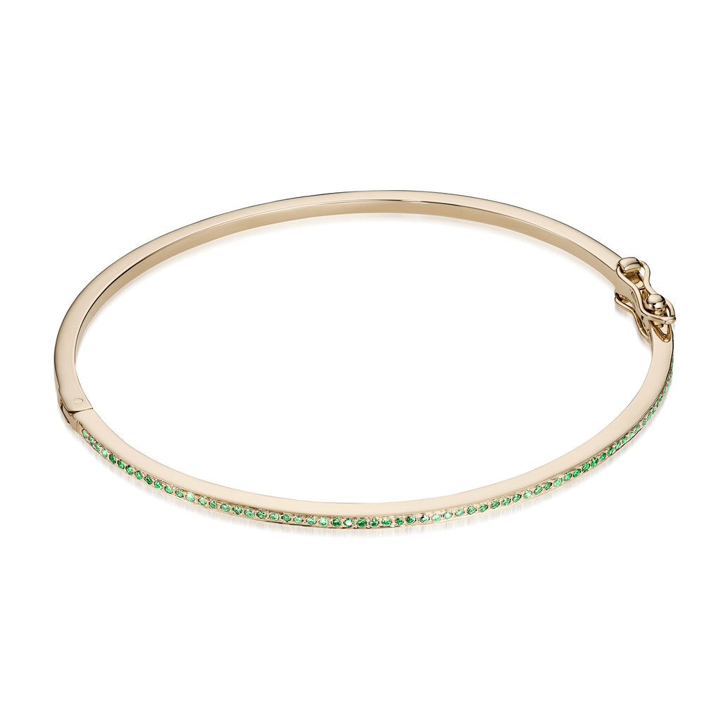 DIAMONDS, 1/2-Line slim Bangle, gold/emerald