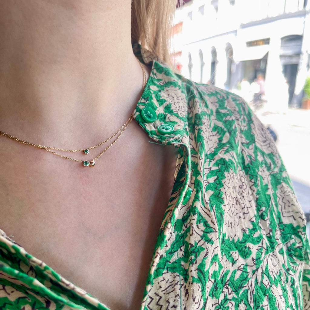 SEATTLE, Tech Duo Necklace, Gold/Emerald
