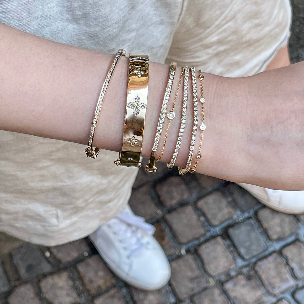 DIAMONDS, 1/4-Line Large Diamonds-Bangle, gold/white