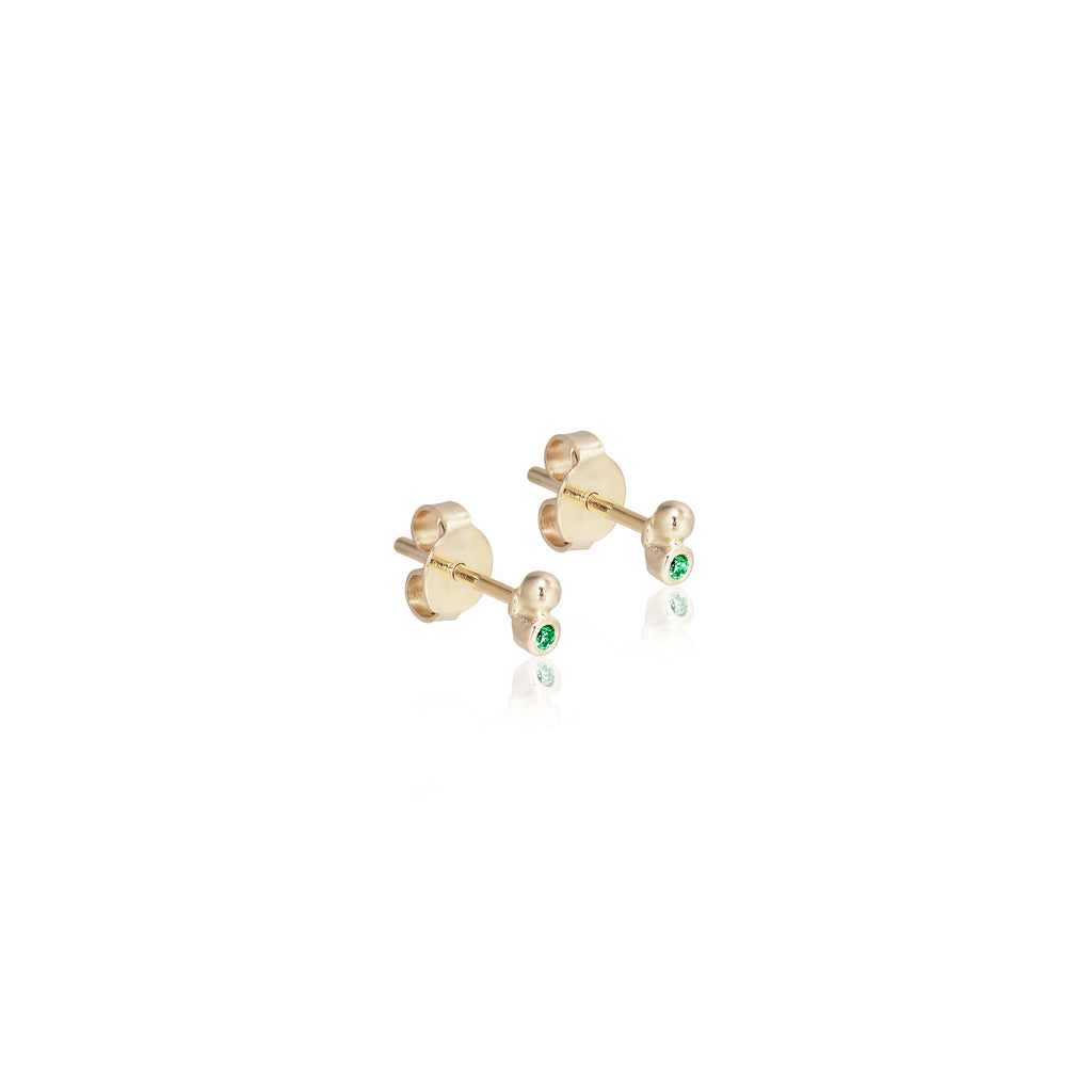 SEATTLE, Flight Mini Duo Studs, Gold/Emerald