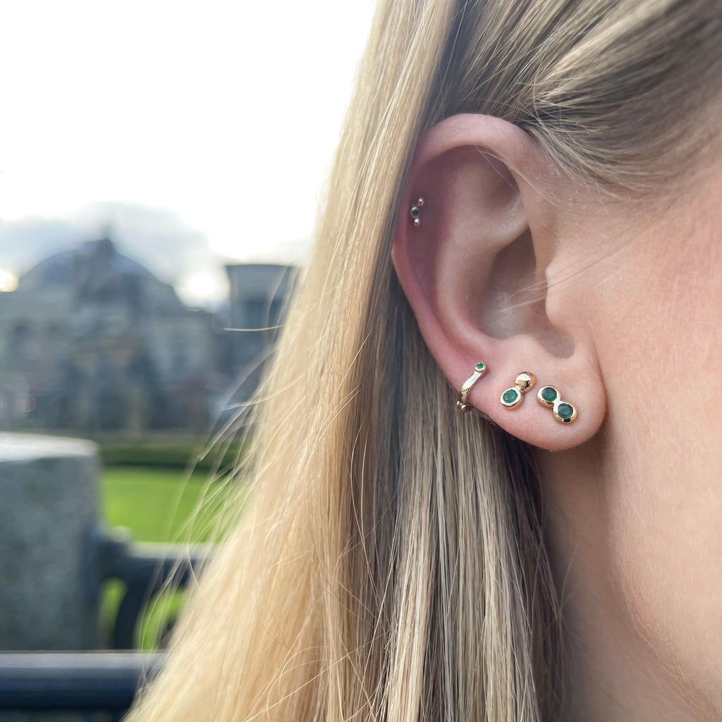 SEATTLE, Pacific Duo Studs, Gold/Emerald