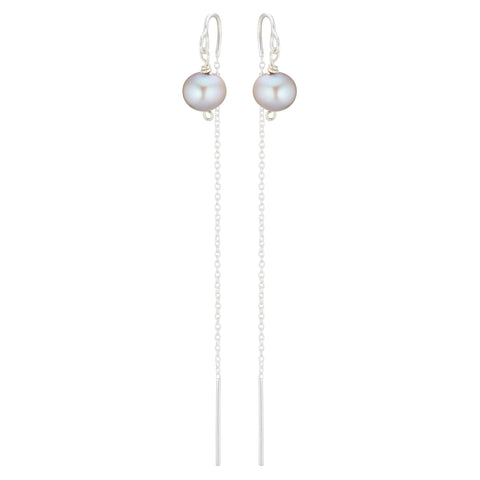 DROPS DELIGHT, Pearl plain Dangles, Nude/Silver