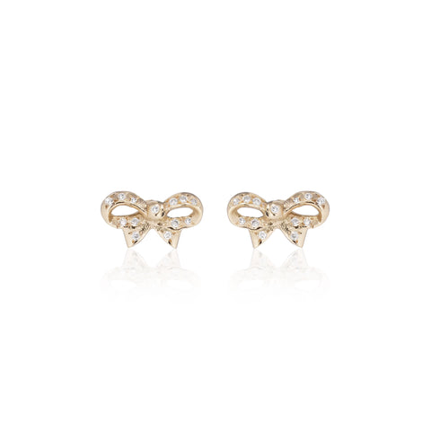 FLORENCE, Uffizi small Bow Studs, Gold/Diamonds