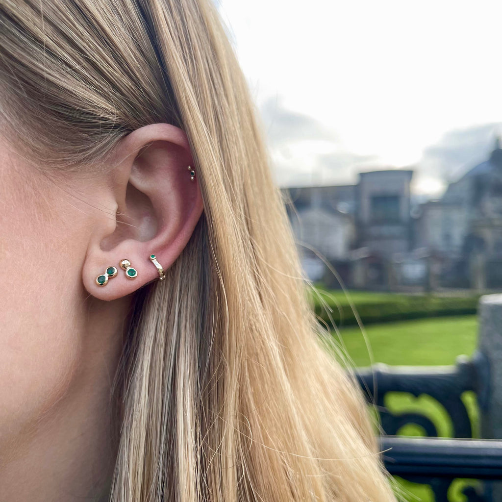 SEATTLE, Pacific Duo Studs, Gold/Emerald