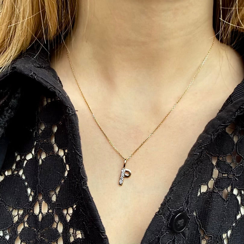 LETTERS, P Diamond Pendant 0,10ct, Gold/Diamonds