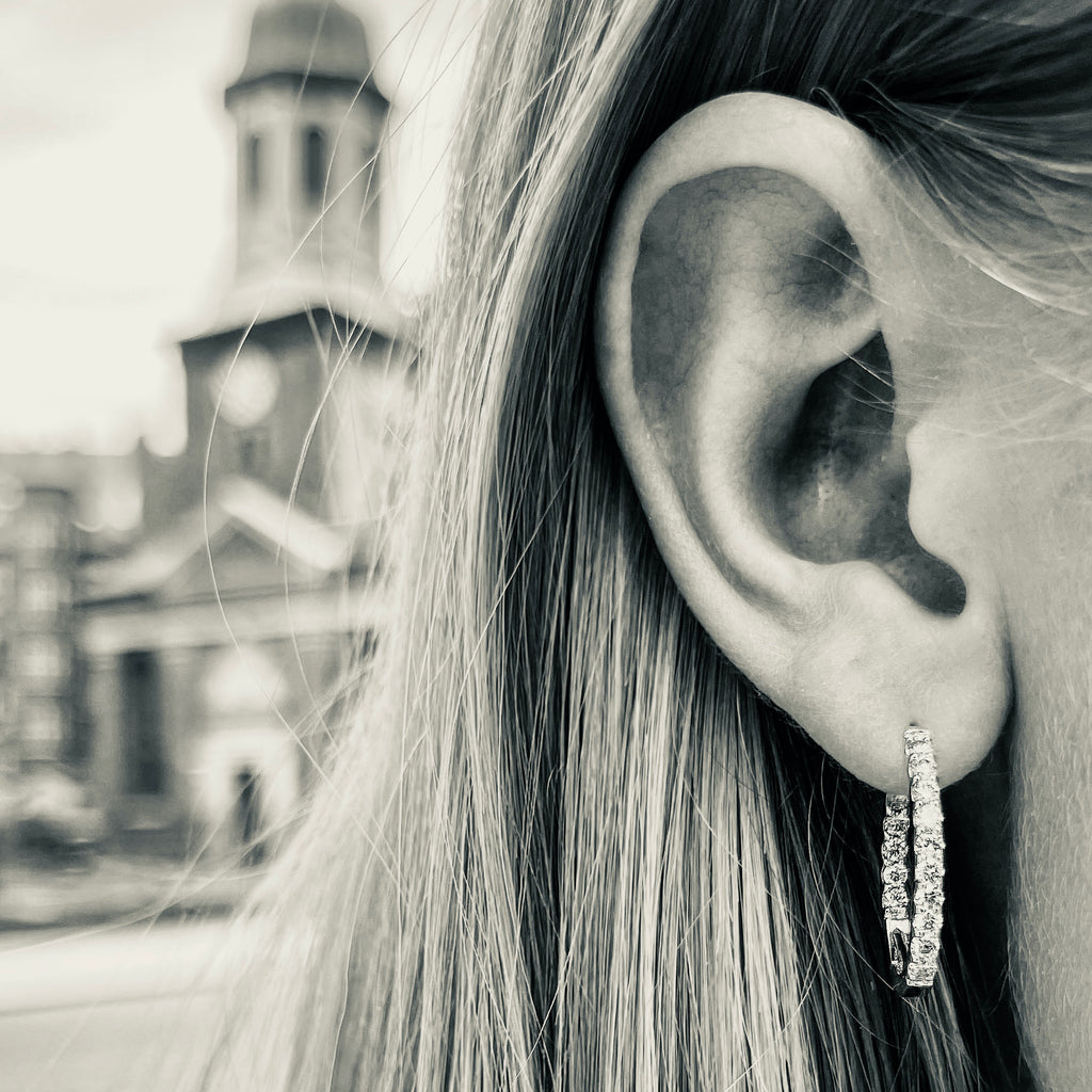 OLYMPIA, Hera inside/out huggies 22mmv0,90 ct, Gold/White