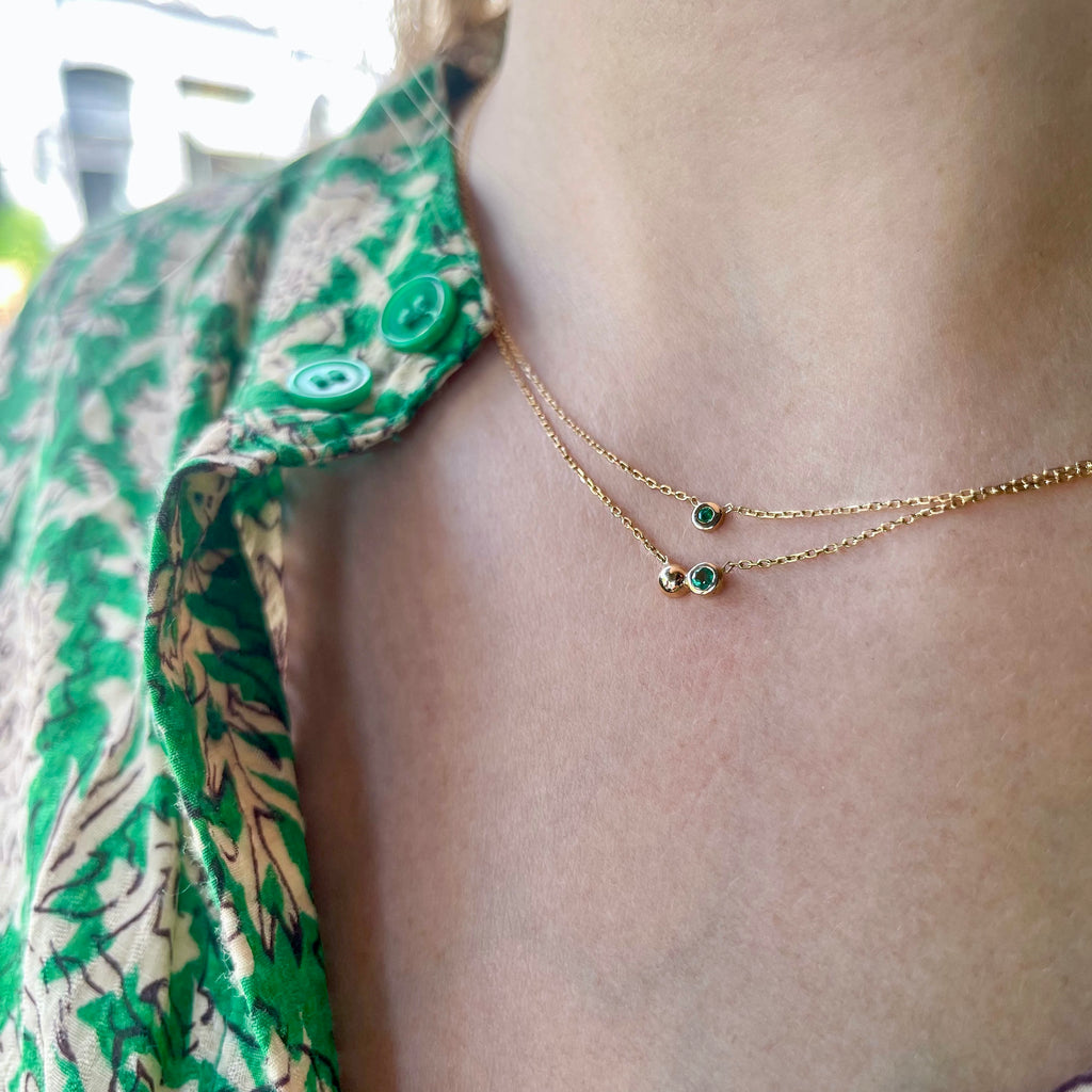 RIO, Move Necklace, Gold/Emerald