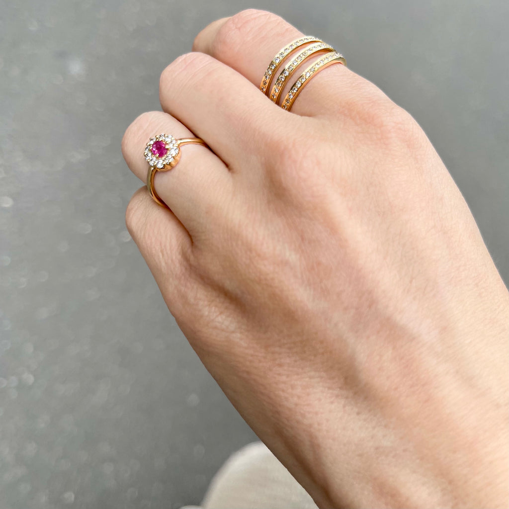 HERITAGE, New Vintage Ring, Pink/Diamonds/Gold
