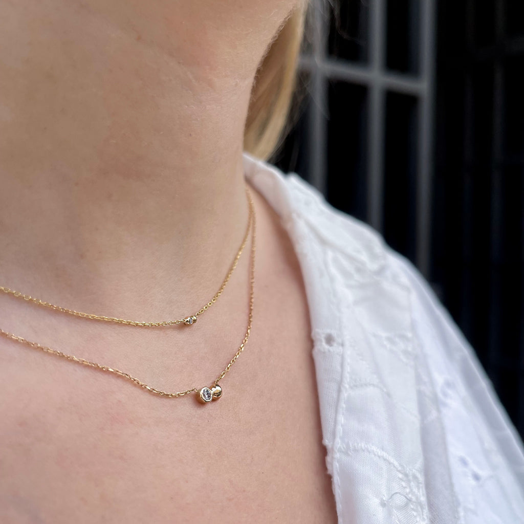 SEATTLE, Tech Duo Necklace, Gold/Diamond