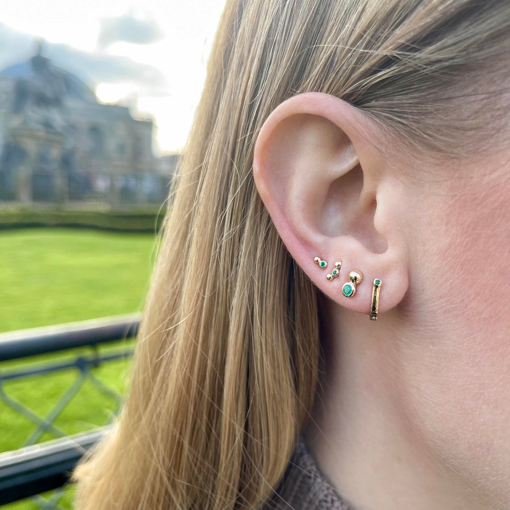 SEATTLE, Flight Mini Duo Studs, Gold/Emerald