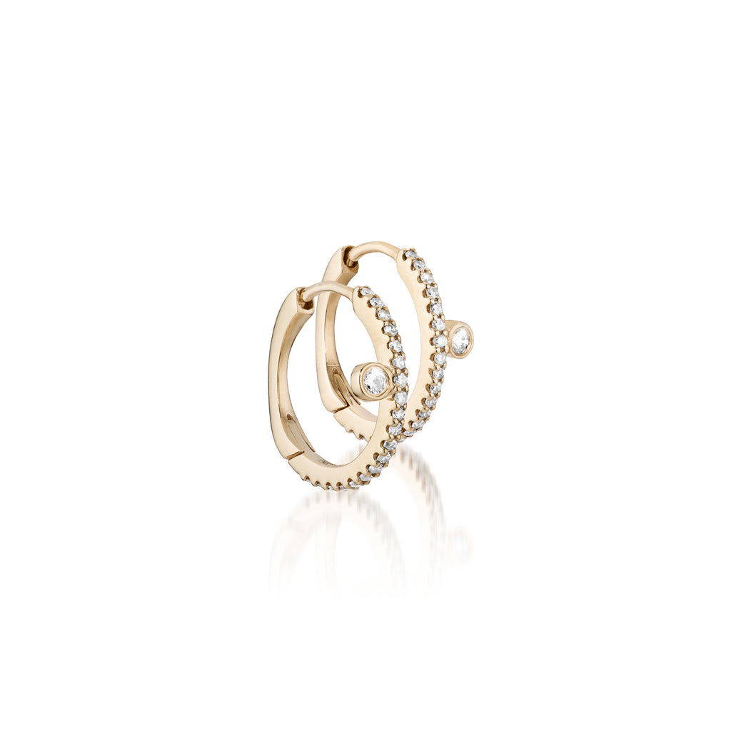 OLYMPIA, Eirene Bezel-side huggies, 0,29ct 14mm, Gold/White