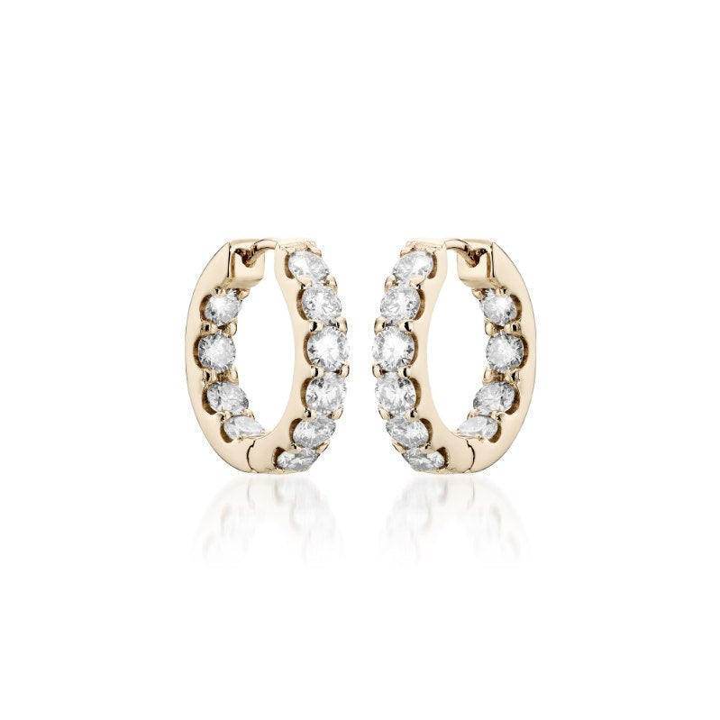 OLYMPIA, Calliope inside/out huggies 2,20ct 16mm, Gold/White