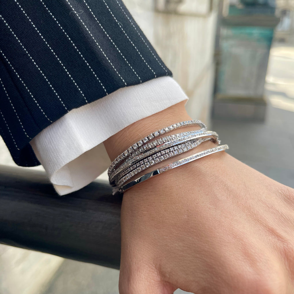 DIAMONDS, 1/1-Line Classic Bangle, white/white