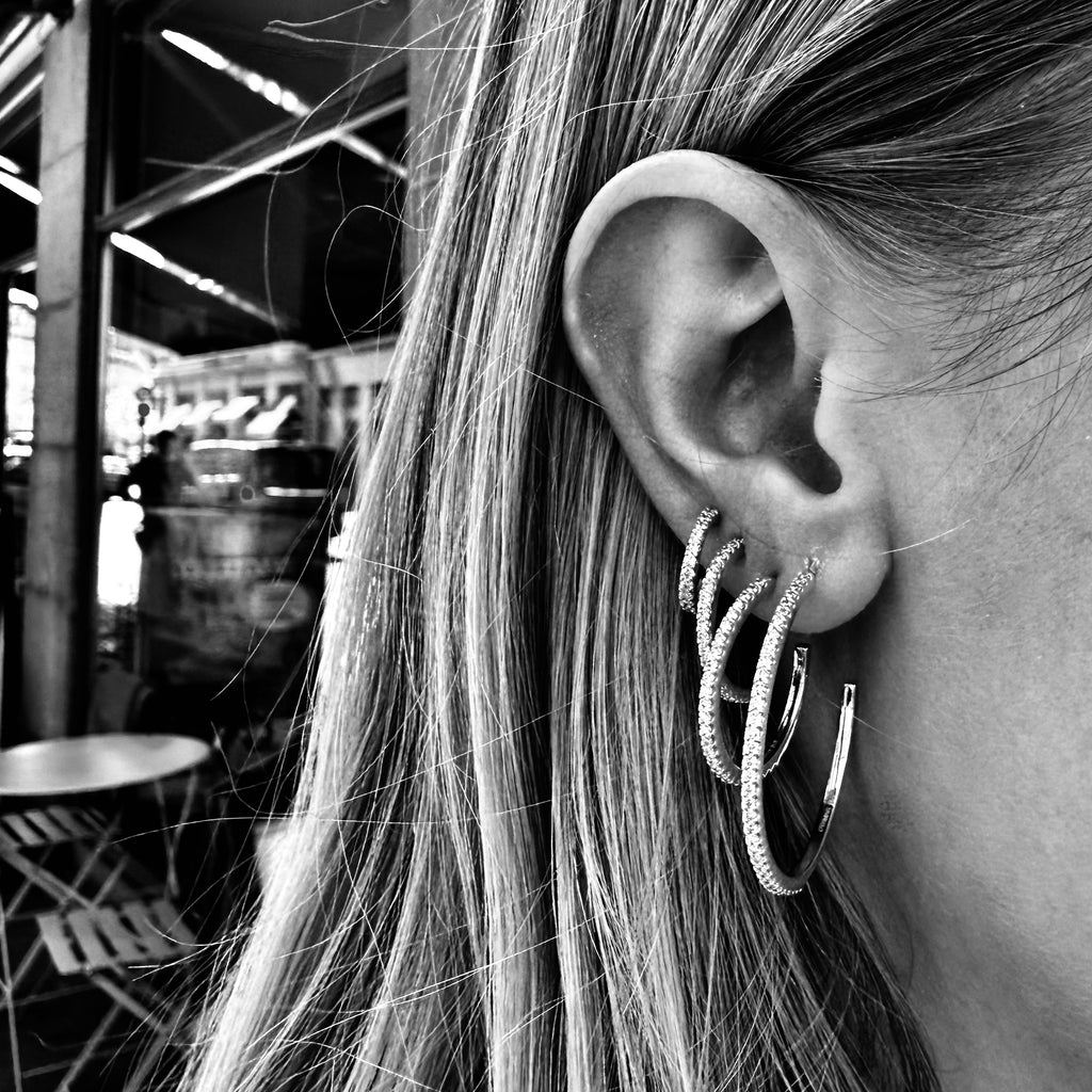 ALIGNED, Even Hoops 35mm 0,80ct, Gold/White