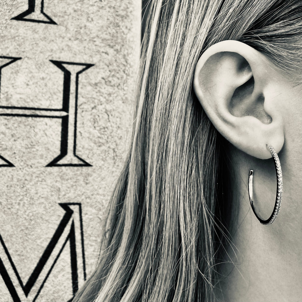 ALIGNED, Even Hoops 35mm 0,80ct, White/White