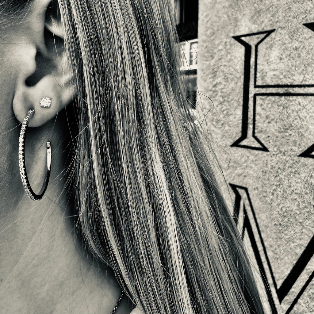 ALIGNED, Even Hoops 35mm 0,80ct, White/White